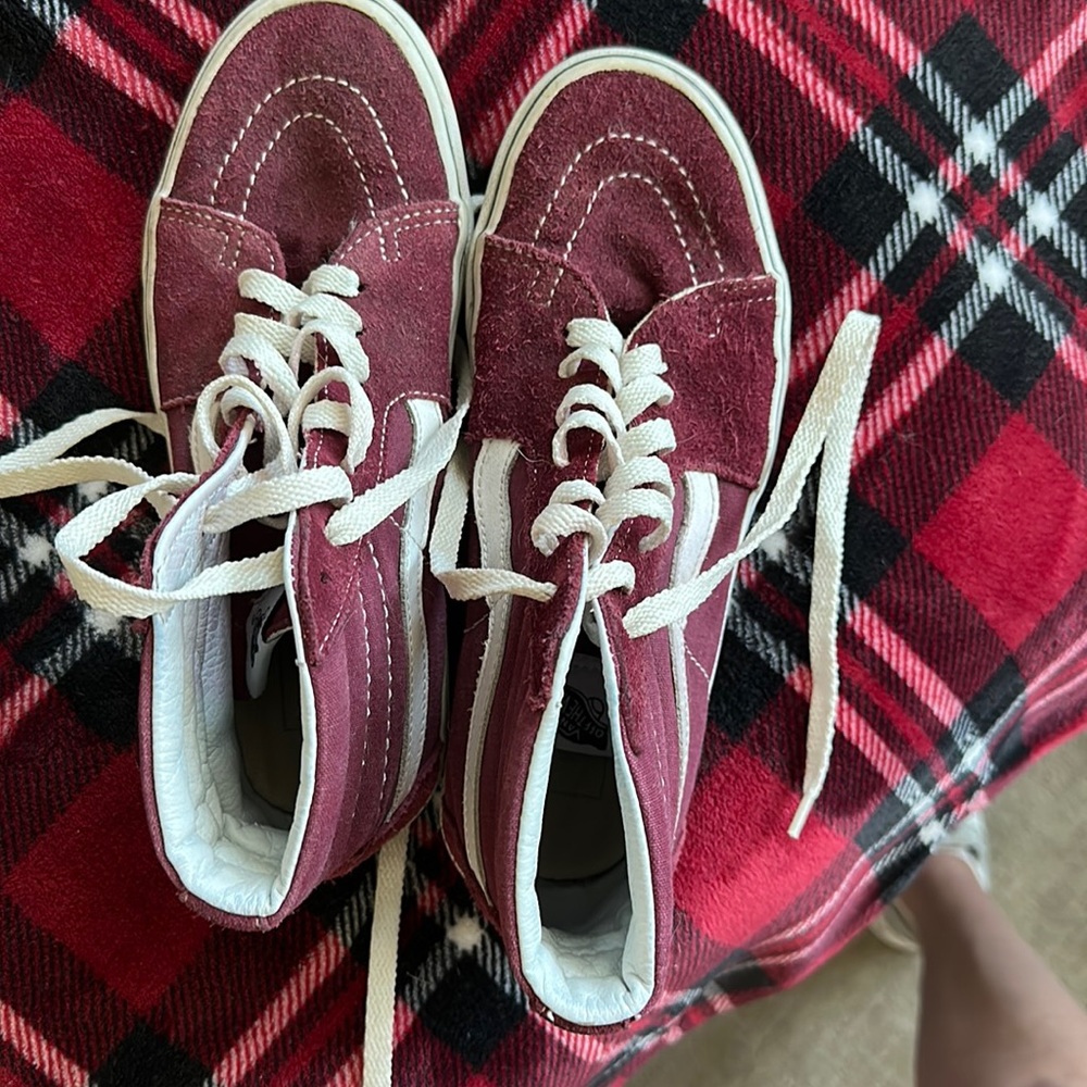 Vans Burgundy Suede Leather Lace-Up High Tops